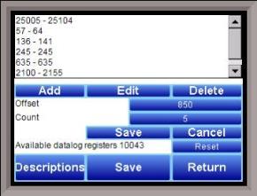 Datalogging Setup - Main Screen